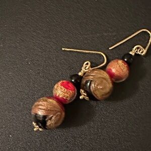 Elegant Gold and Black Beaded Earrings